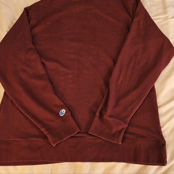 Champion Sweatshirt Men's Large Burgundy Crewneck Pullover Long Sleeve Logo - Picture 2 of 4